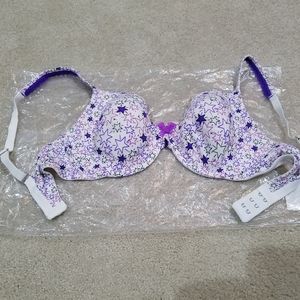 Victorias Secret Bra Demi Underwire Starry Print Crystal Embellished Sz 32D NWOT